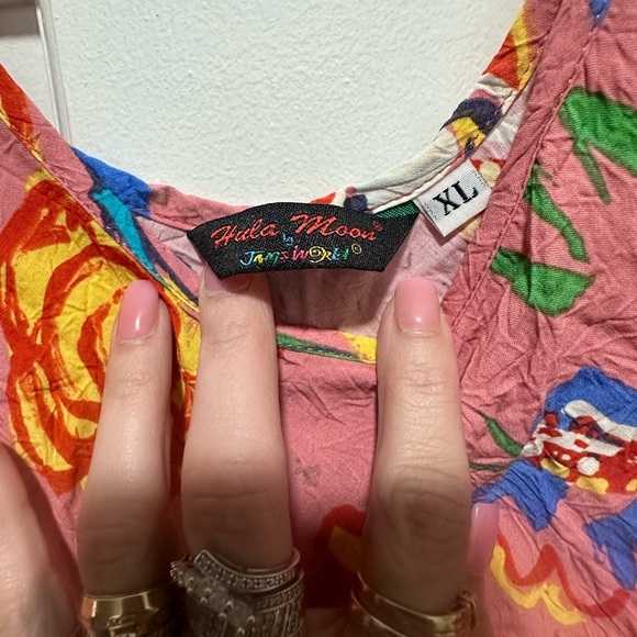 Vintage Hula Moon Jams World Dress Womens XL Pink Fiesta Abstract Floral Tank - Picture 3 of 5